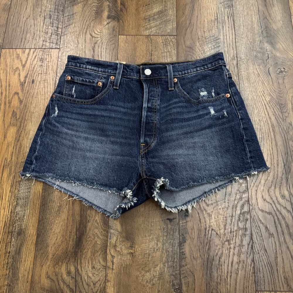 Levi's 501 Original Distressed Cut‎ Off Denim Shorts Women's 31 Dark Wash NWT